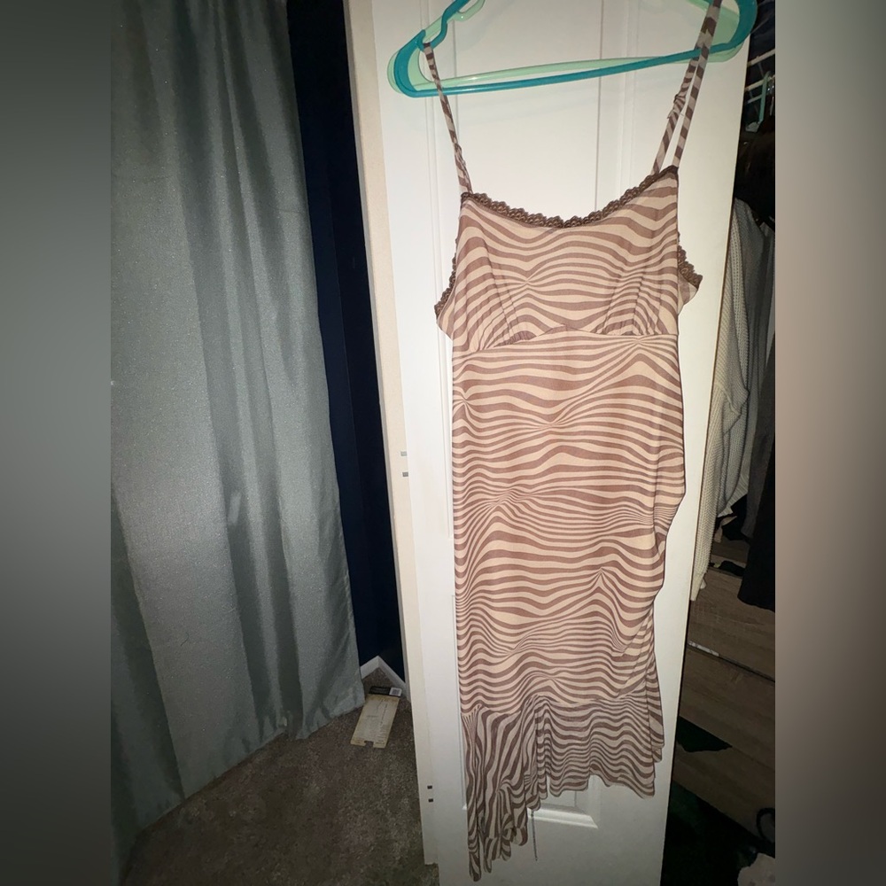 Target Tan Asymmetrical Striped Dress zebra print